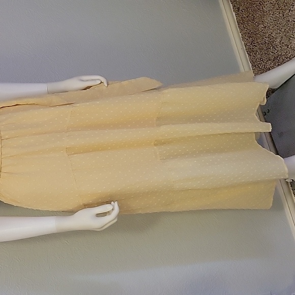 PRETTY GARDEN Ivory Swiss Dot Chiffon Tiered Halter Castlecore Dress - Picture 5 of 15